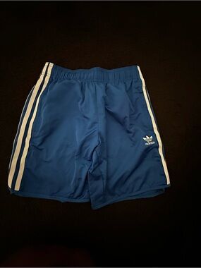 adidas Blue Running Shorts with White Trefoil Tag